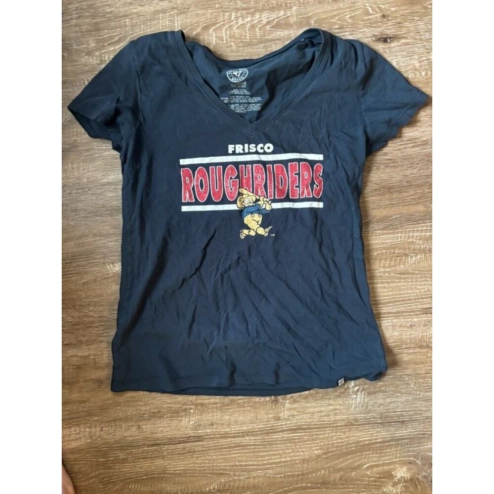 navy blue Frisco RoughRiders women's V-neck T-shirt 47’